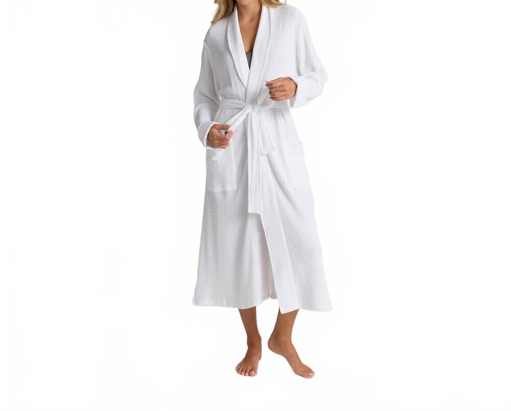 NEW FACEPLANT DREAMS cotton bamboo waffle robe in white